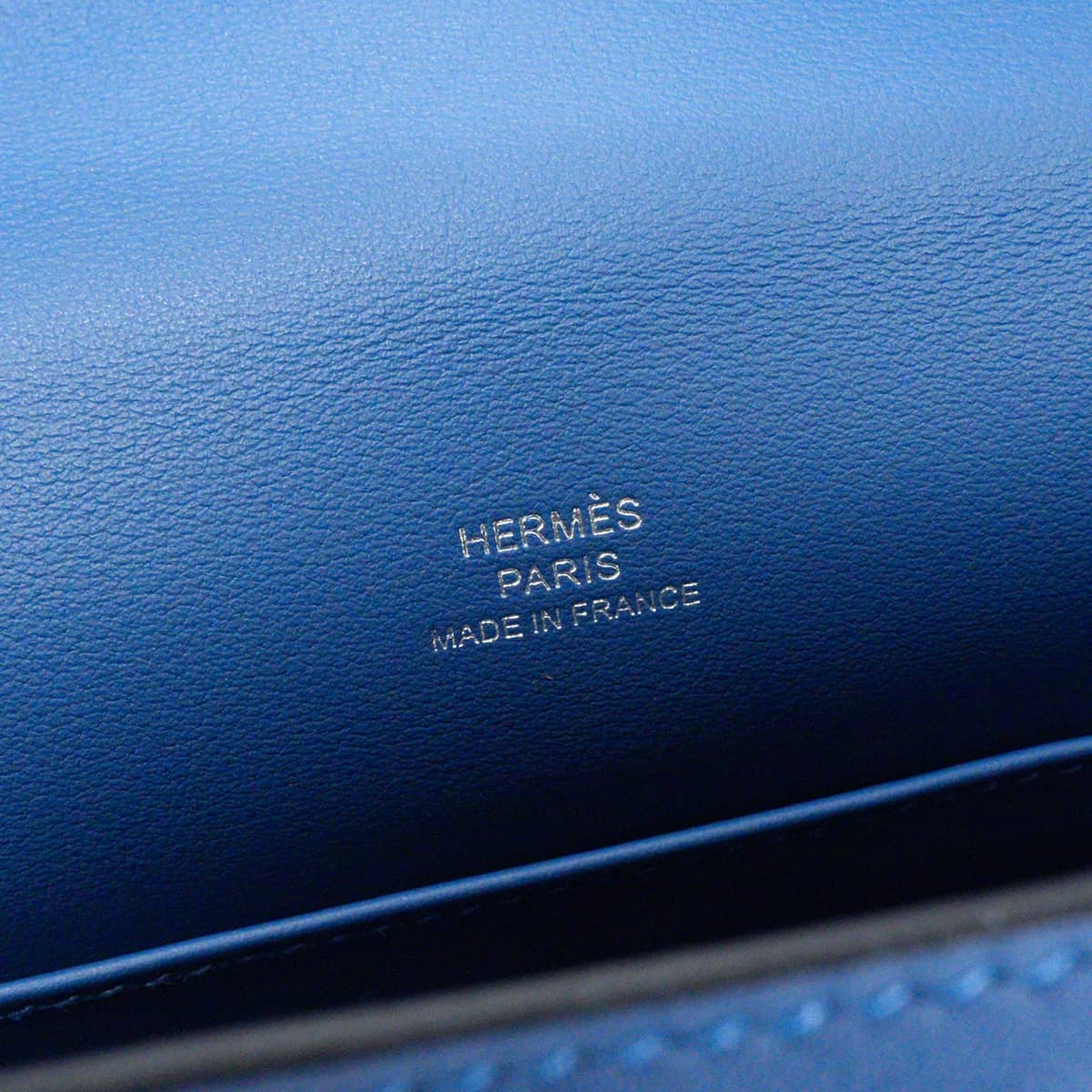 [Pre-loved] HERMES Handbag Pochette Kelly Blue Tie Veau Swift Silver HW Stamp K[LIKE NEW][Authentic]