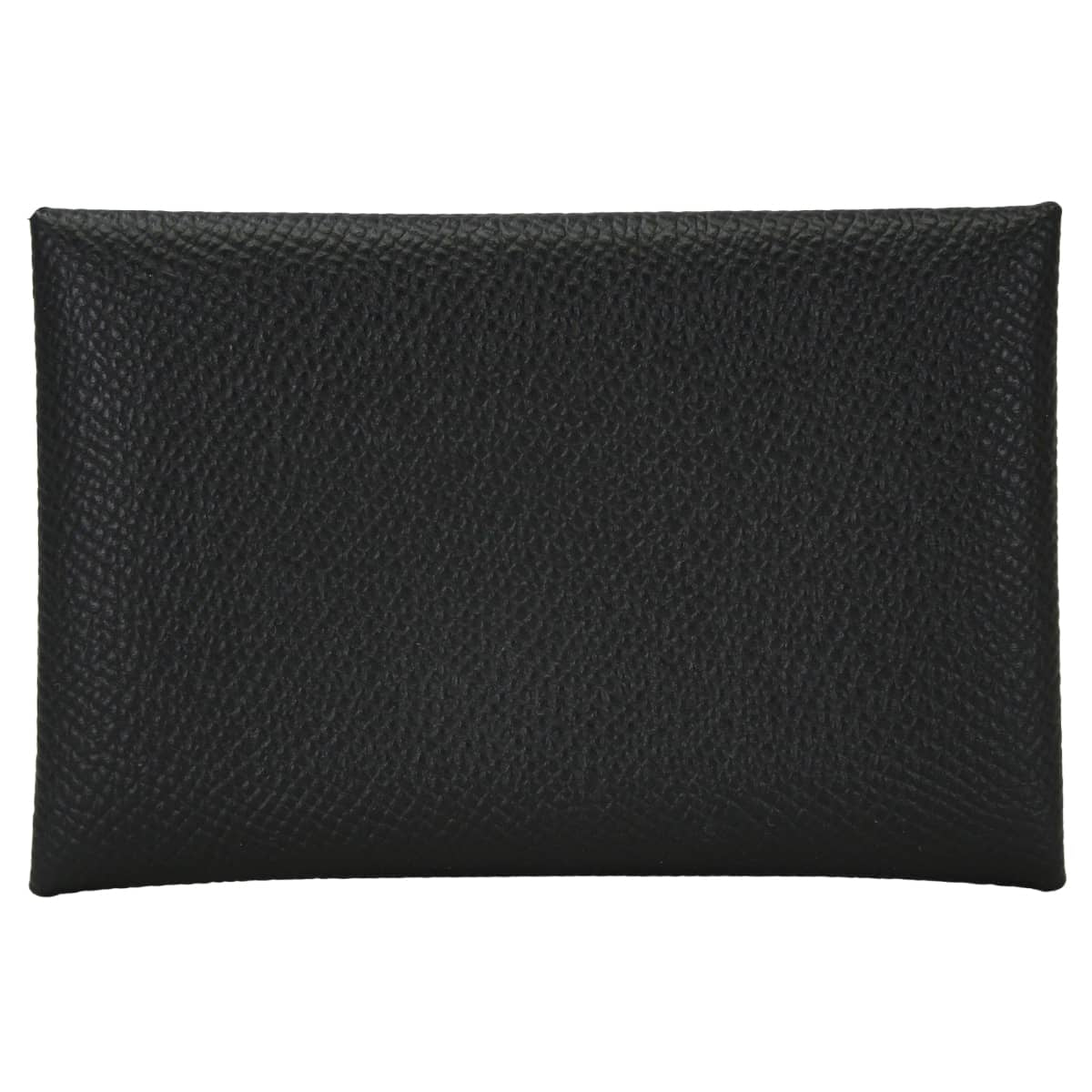 HERMES card holder Calvi Special order HSS with initials Noir (Black)/Craie Veau Epsom Silver HW Stamp Z[EXCELLENT][Authentic]