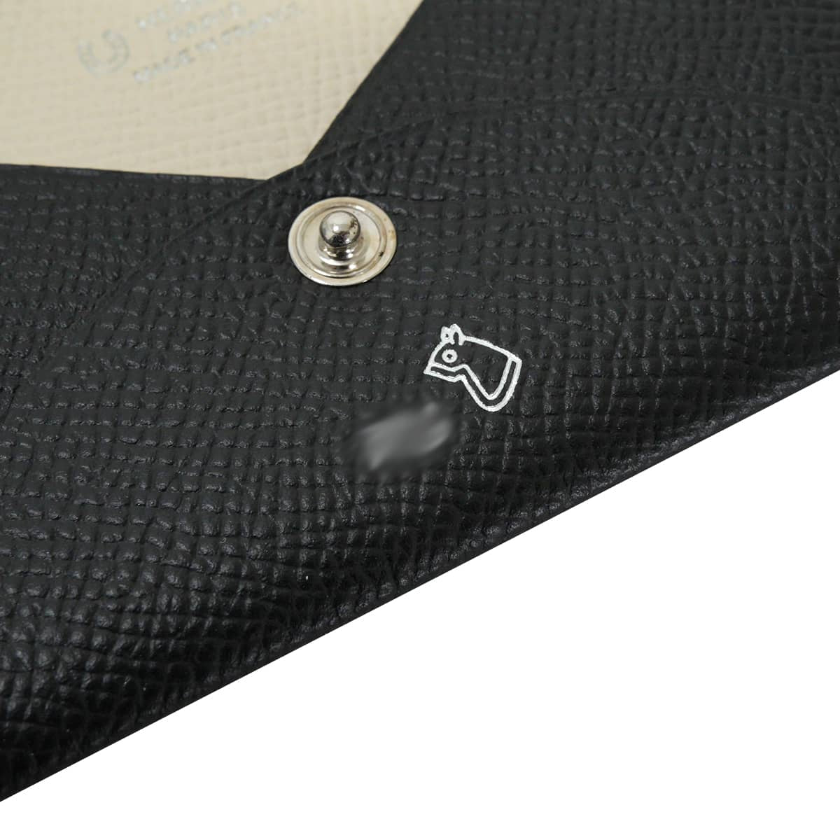 HERMES card holder Calvi Special order HSS with initials Noir (Black)/Craie Veau Epsom Silver HW Stamp Z[EXCELLENT][Authentic]