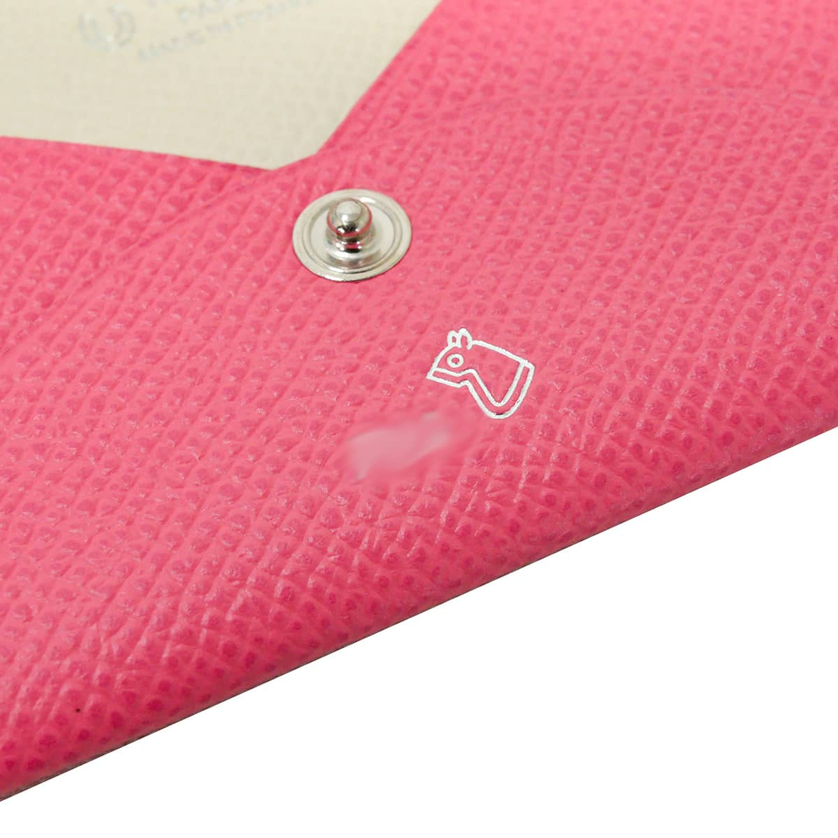 HERMES card holder Calvi Special order HSS with initials Rose Azalee/Craie Veau Epsom Silver HW Stamp Y[EXCELLENT][Authentic]