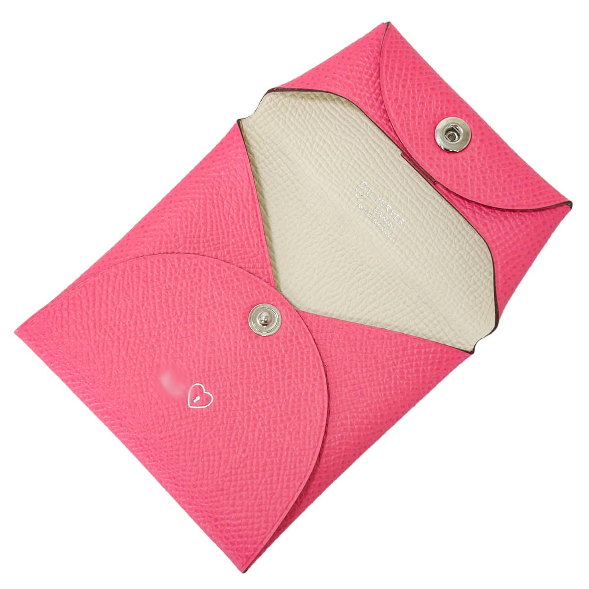 HERMES change purse Bastia Special order HSS with initials Rose Azalee/Craie Veau Epsom Silver HW Stamp Z[EXCELLENT][Authentic]