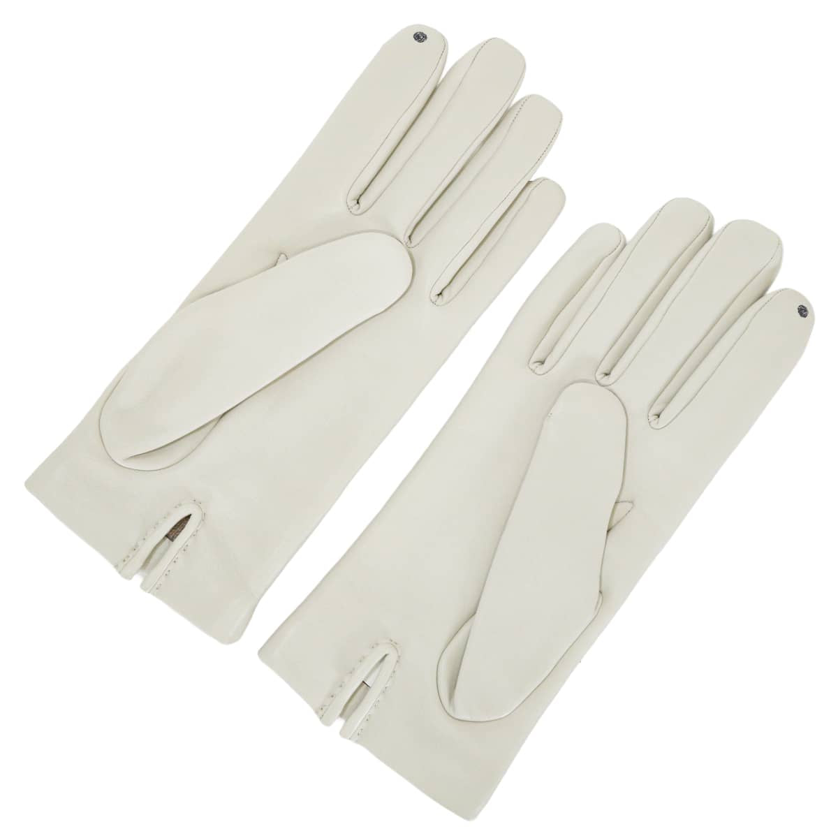 HERMES glove Bonnie Special order HSS with Initials #7.5 Craie Agneau Milo Silver HW[EXCELLENT][Authentic]