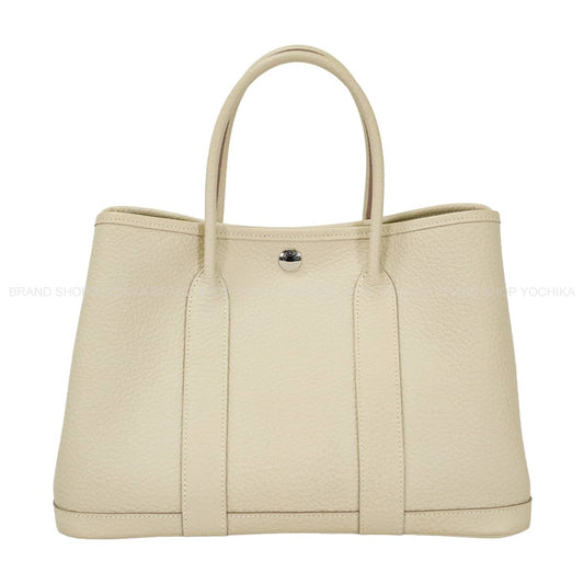 [Pre-loved] HERMES tote bag Garden Party 30 TPM All Leather Craie Vache Country Silver HW Stamp C[LIKE NEW][Authentic]