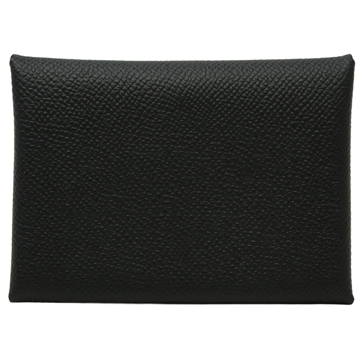 HERMES card holder Calvi Duo Noir (Black) Veau Epsom Silver HW Stamp W[EXCELLENT][Authentic]