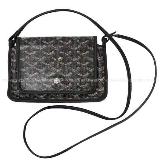 GOYARD Shoulder bag Plumet Pouch Wallet Noir (Black) PVC coated canvas/Calfskin Silver HW PLUMETPMLTY01CL01P[ALMOST NEW][Authentic]