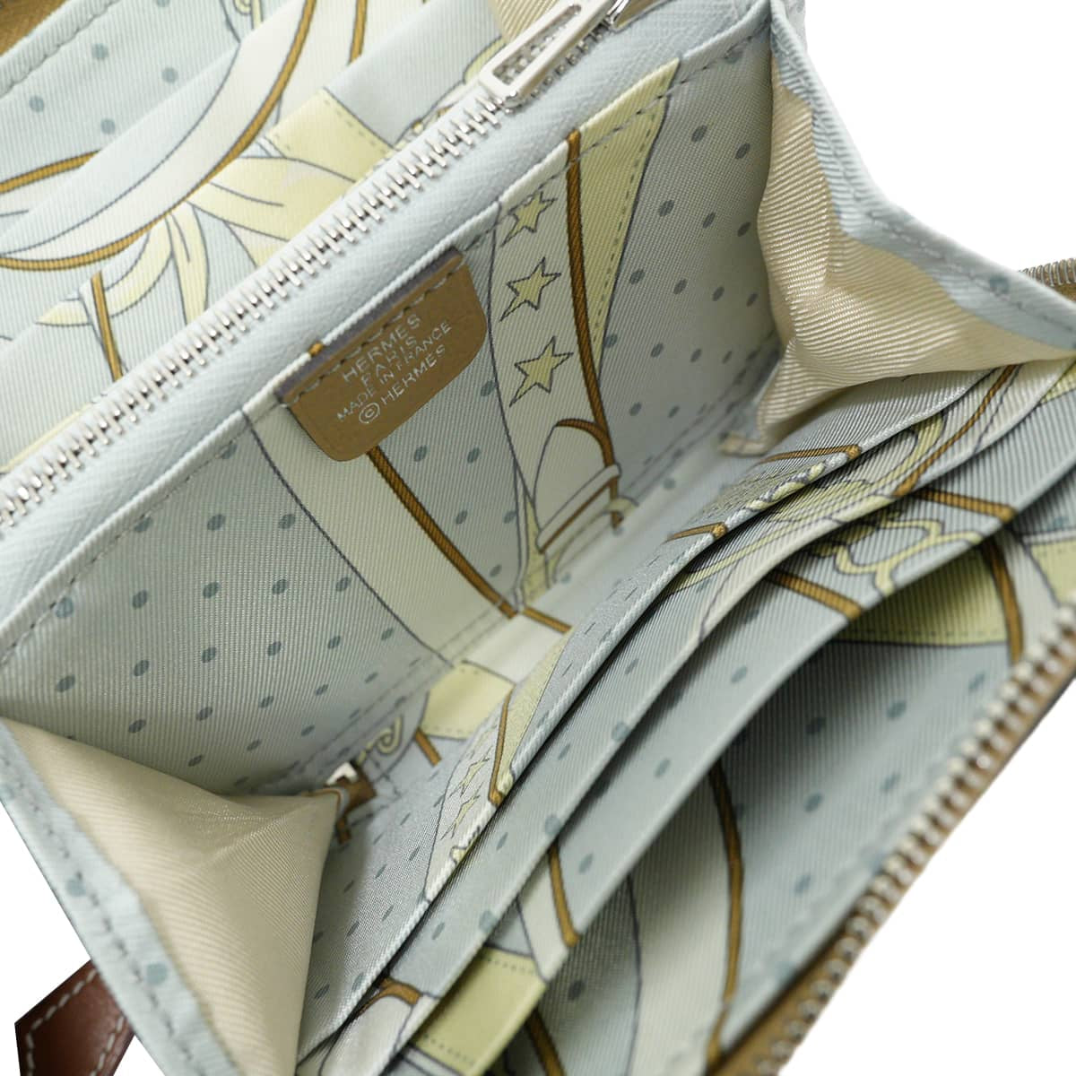 [Pre-loved] HERMES Bi-fold wallet Azap Silk'in Compact Morning Walk Poussiere/Gris Platine/Jaune Milton Evercolor/Silk/Veau Barenia Silver HW Stamp K[LIKE NEW][Authentic]