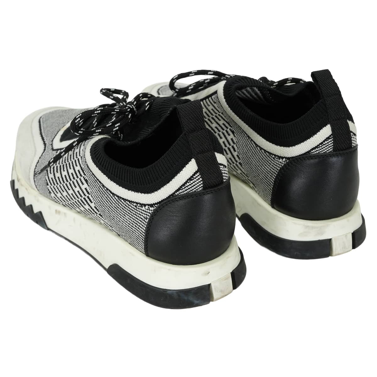 [Pre-loved] 2020SS HERMES sneakers C-Addict Women's Knit Noir (Black)/Blanc (White) #36.5[USED SA][Authentic]