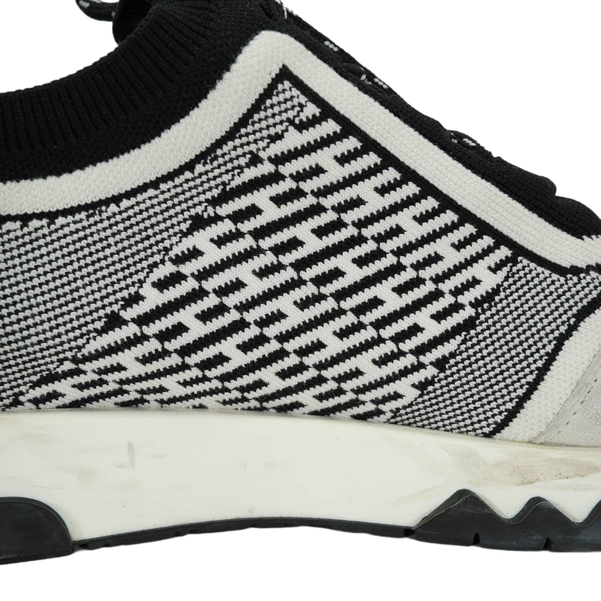 [Pre-loved] 2020SS HERMES sneakers C-Addict Women's Knit Noir (Black)/Blanc (White) #36.5[USED SA][Authentic]