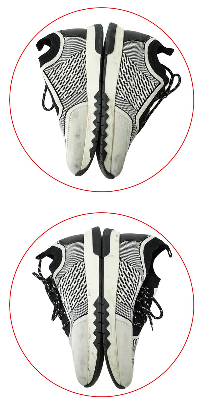 [Pre-loved] 2020SS HERMES sneakers C-Addict Women's Knit Noir (Black)/Blanc (White) #36.5[USED SA][Authentic]