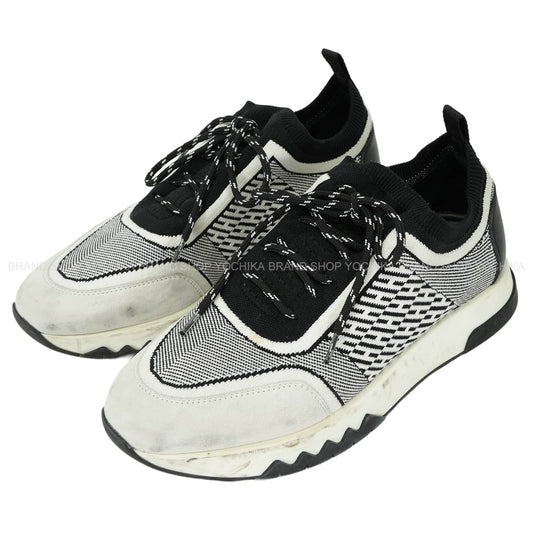 [Pre-loved] 2020SS HERMES sneakers C-Addict Women's Knit Noir (Black)/Blanc (White) #36.5[USED SA][Authentic]