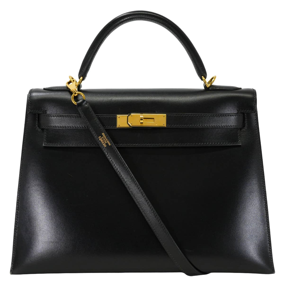 [Pre-loved] HERMES Shoulder bag Kelly32 Sellier Noir (Black) Box Calf Gold HW Stamp □E[USED SA][Authentic]