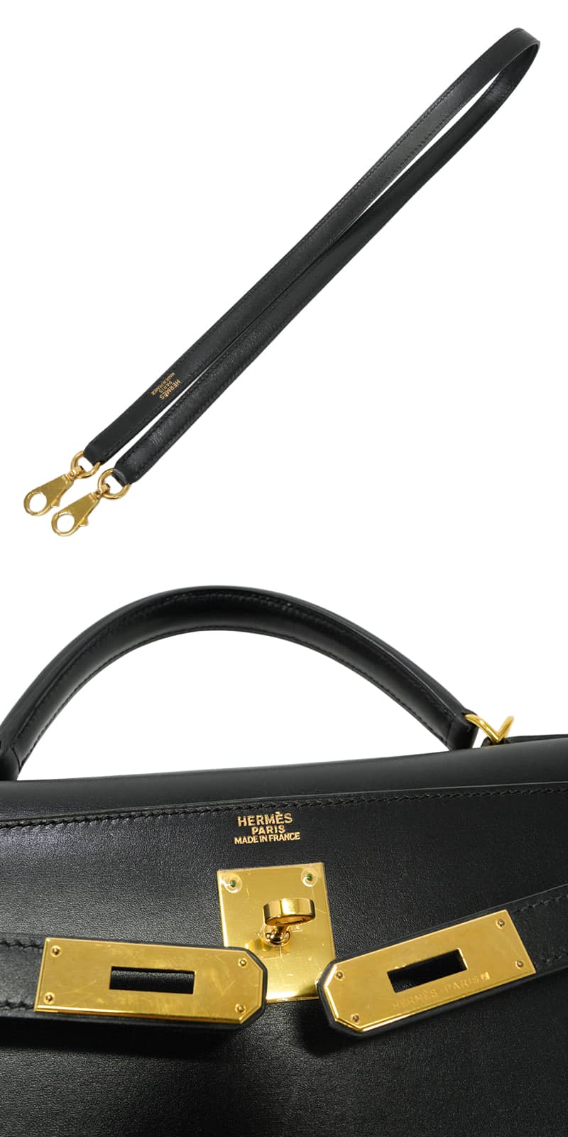 [Pre-loved] HERMES Shoulder bag Kelly32 Sellier Noir (Black) Box Calf Gold HW Stamp □E[USED SA][Authentic]