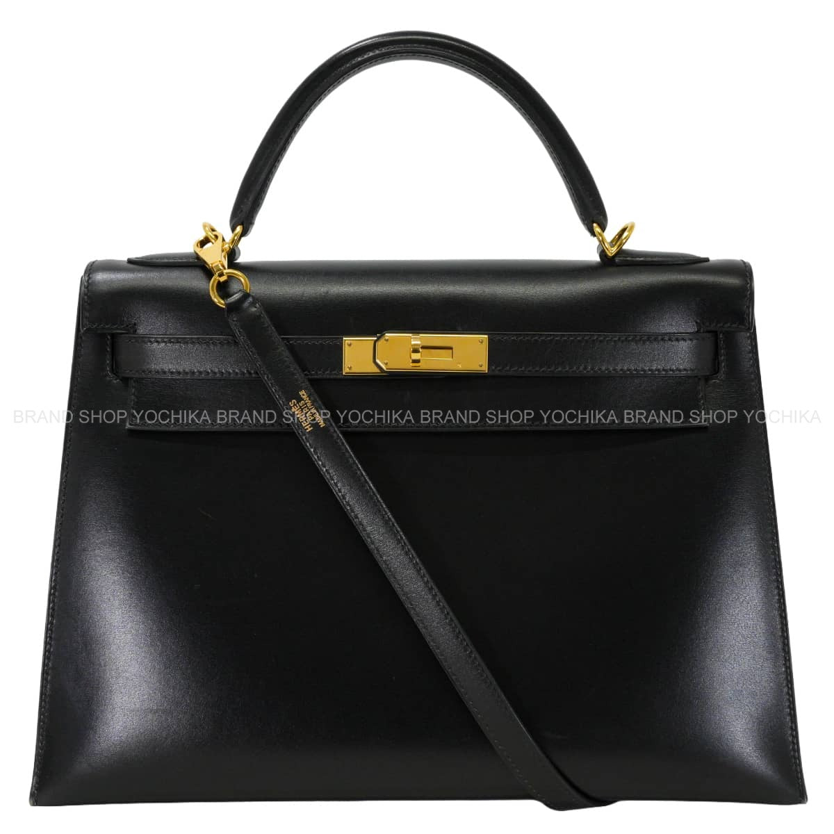 [Pre-loved] HERMES Shoulder bag Kelly32 Sellier Noir (Black) Box Calf Gold HW Stamp □E[USED SA][Authentic]