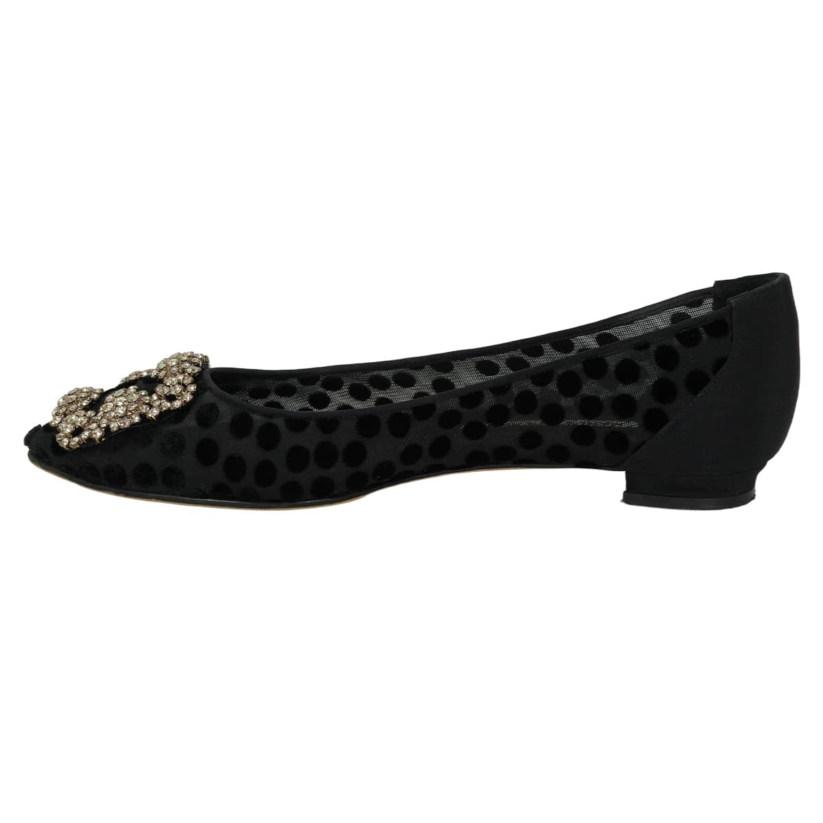 [Pre-loved] MANOLO BLAHNIK pumps Flat shoes Dot Hangisi Noir (Black) #36[LIKE NEW][Authentic]