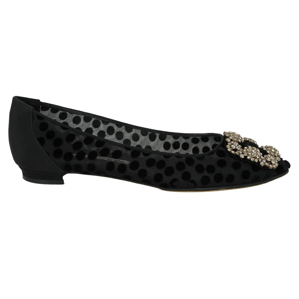 [Pre-loved] MANOLO BLAHNIK pumps Flat shoes Dot Hangisi Noir (Black) #36[LIKE NEW][Authentic]
