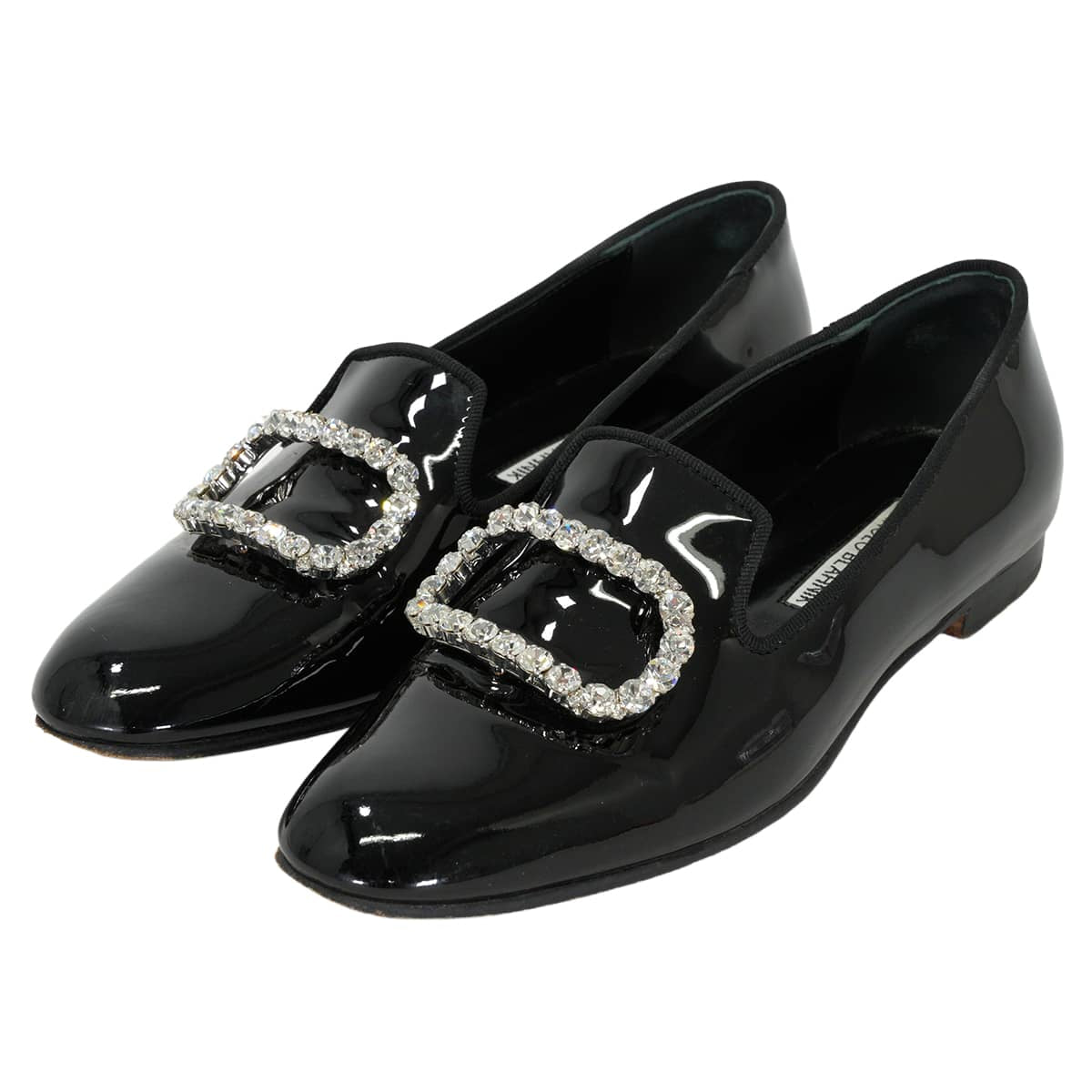 [Pre-loved] MANOLO BLAHNIK loafers Flat shoes PILA Noir (Black) Patent leather #36.5[USED SA][Authentic]