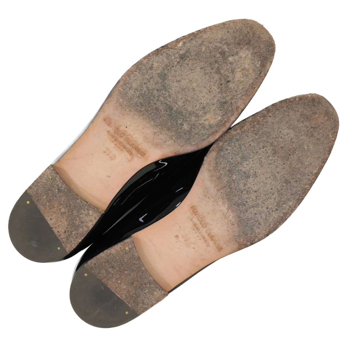 [Pre-loved] MANOLO BLAHNIK loafers Flat shoes PILA Noir (Black) Patent leather #36.5[USED SA][Authentic]