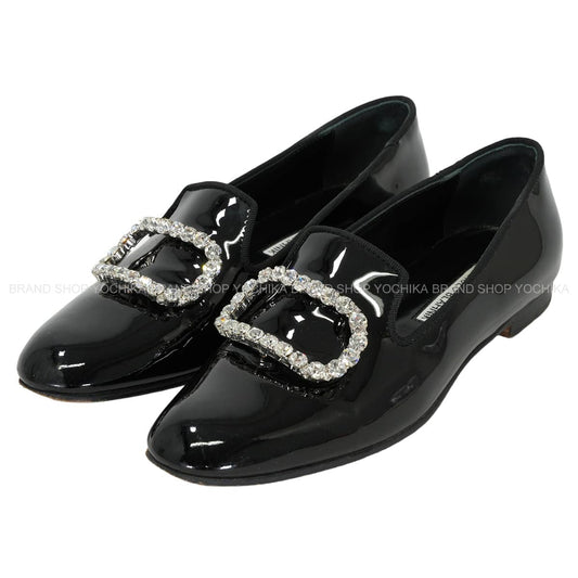[Pre-loved] MANOLO BLAHNIK loafers Flat shoes PILA Noir (Black) Patent leather #36.5[USED SA][Authentic]