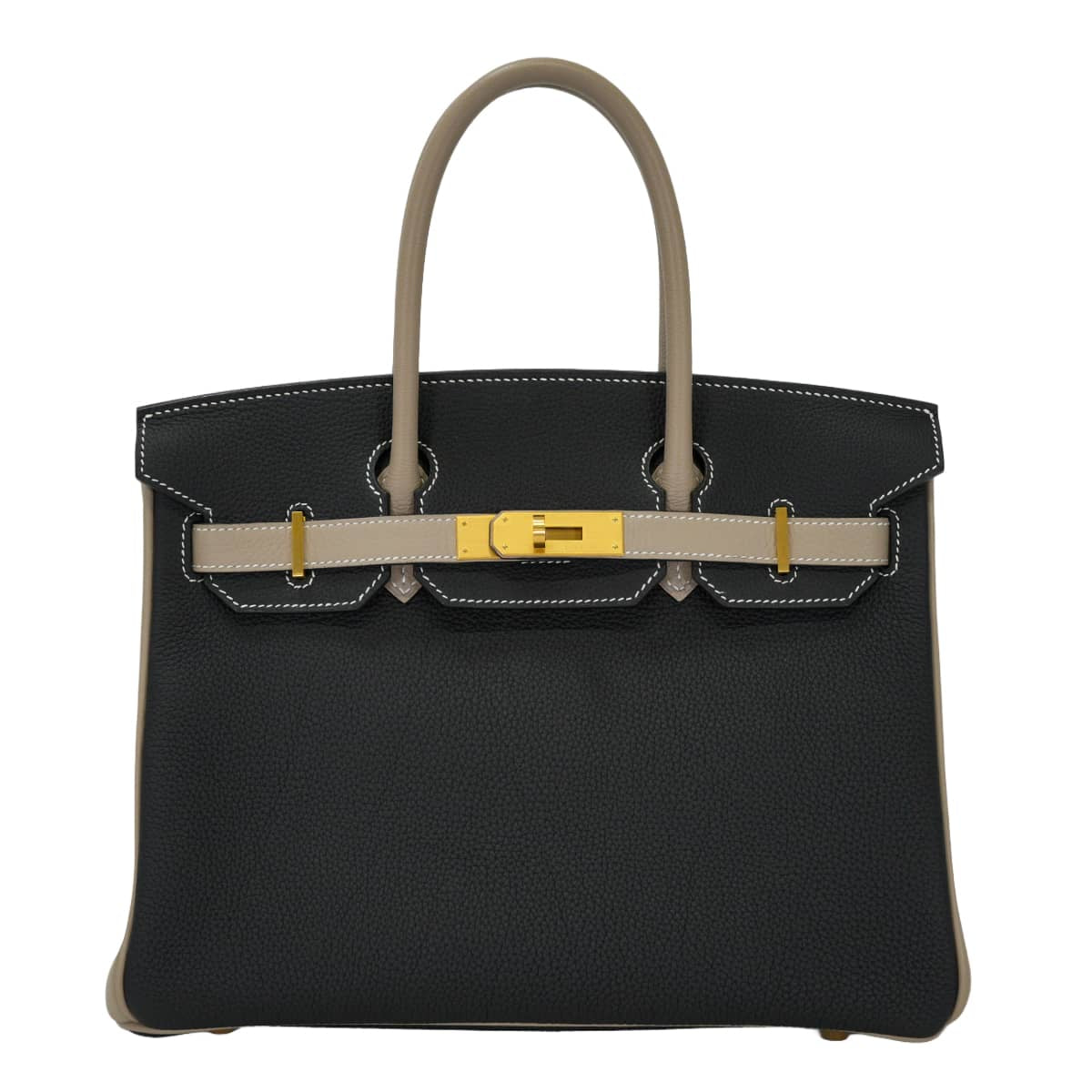 [Pre-loved] HERMES Handbag Birkin30 Special order HSS Camail Stamp Noir (Black)/Gris Tourterelle Veau Togo Mat Gold HW Stamp B[LIKE NEW][Authentic]