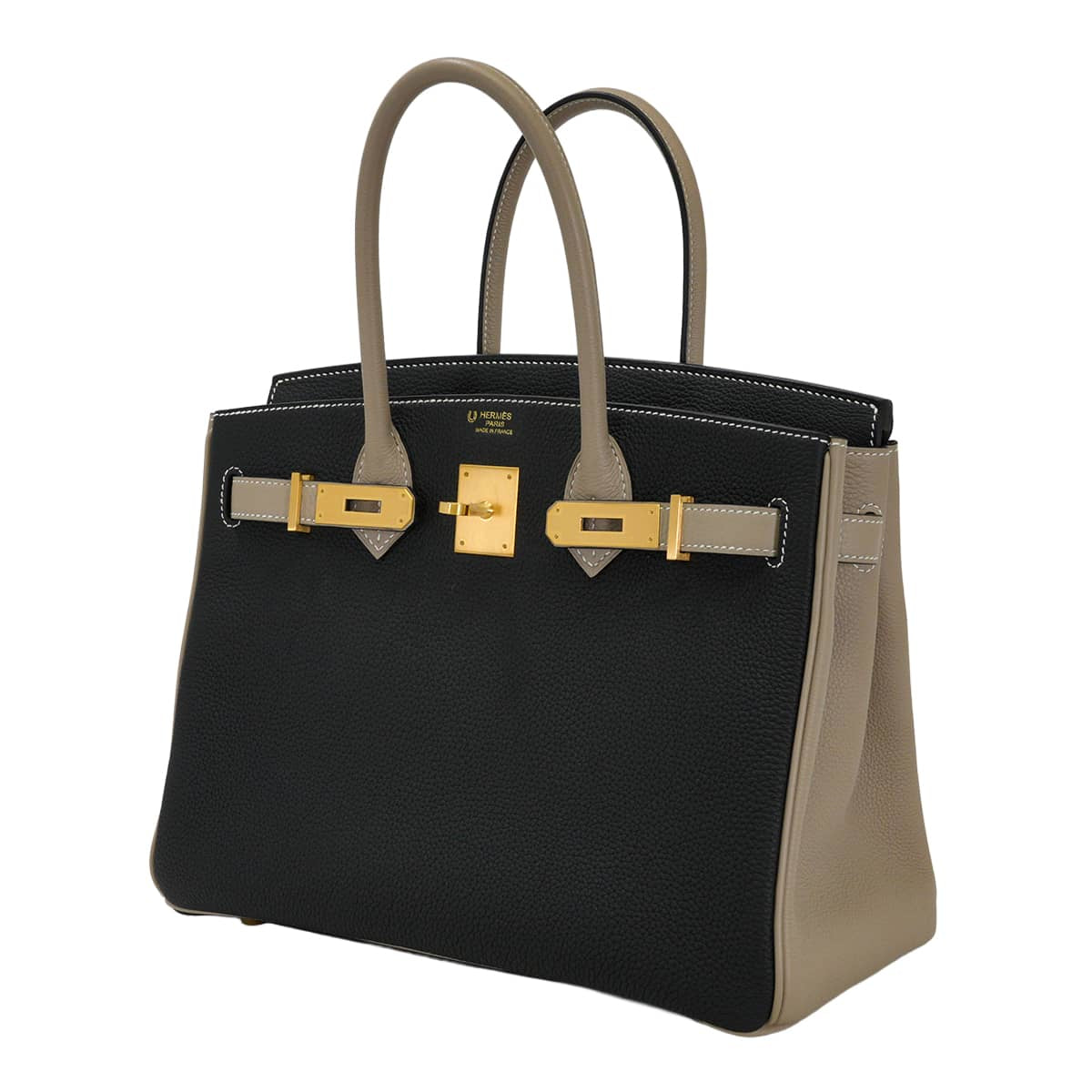 [Pre-loved] HERMES Handbag Birkin30 Special order HSS Camail Stamp Noir (Black)/Gris Tourterelle Veau Togo Mat Gold HW Stamp B[LIKE NEW][Authentic]