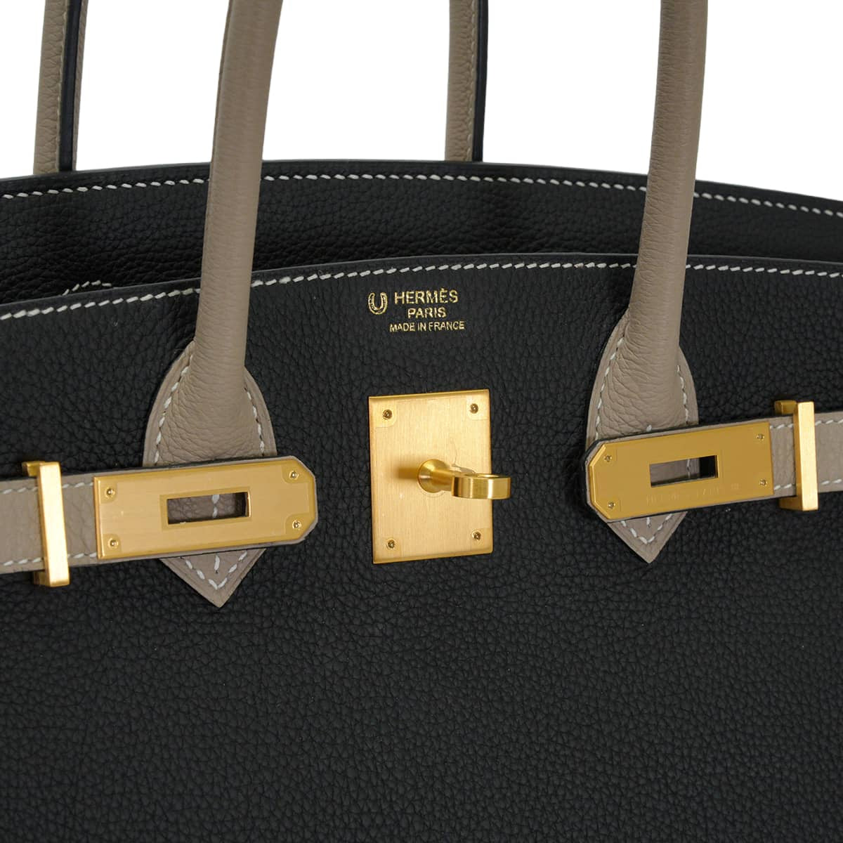 [Pre-loved] HERMES Handbag Birkin30 Special order HSS Camail Stamp Noir (Black)/Gris Tourterelle Veau Togo Mat Gold HW Stamp B[LIKE NEW][Authentic]