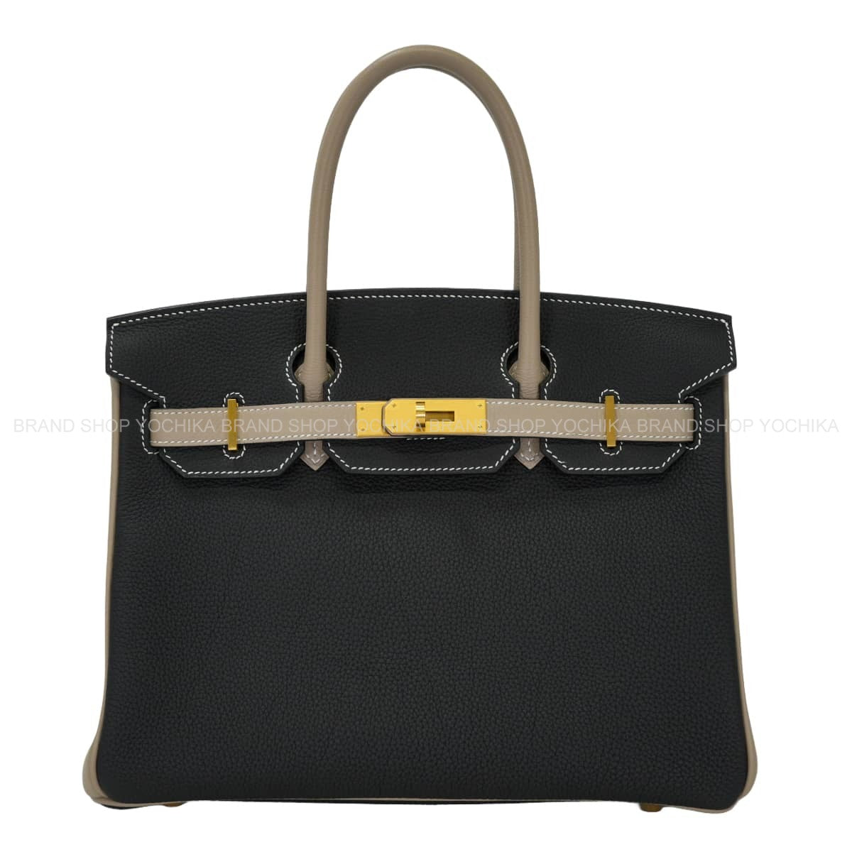 [Pre-loved] HERMES Handbag Birkin30 Special order HSS Camail Stamp Noir (Black)/Gris Tourterelle Veau Togo Mat Gold HW Stamp B[LIKE NEW][Authentic]