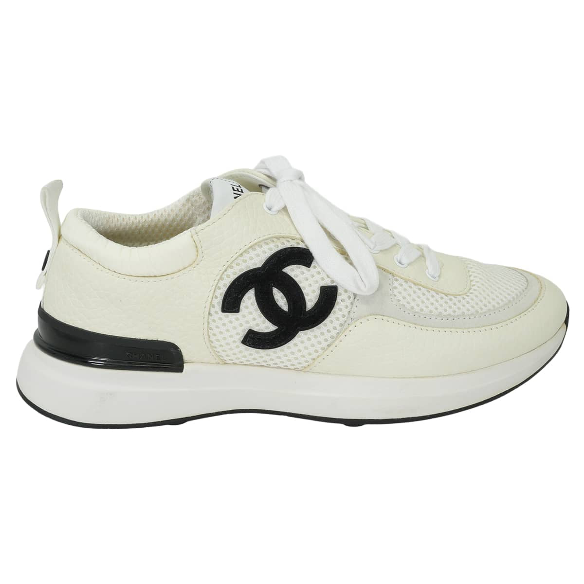 2021SS CHANEL sneakers SPORT-FLYER Blanc (White)/Noir (Black) Mesh/Leather #37 G37491[EXCELLENT][Authentic]