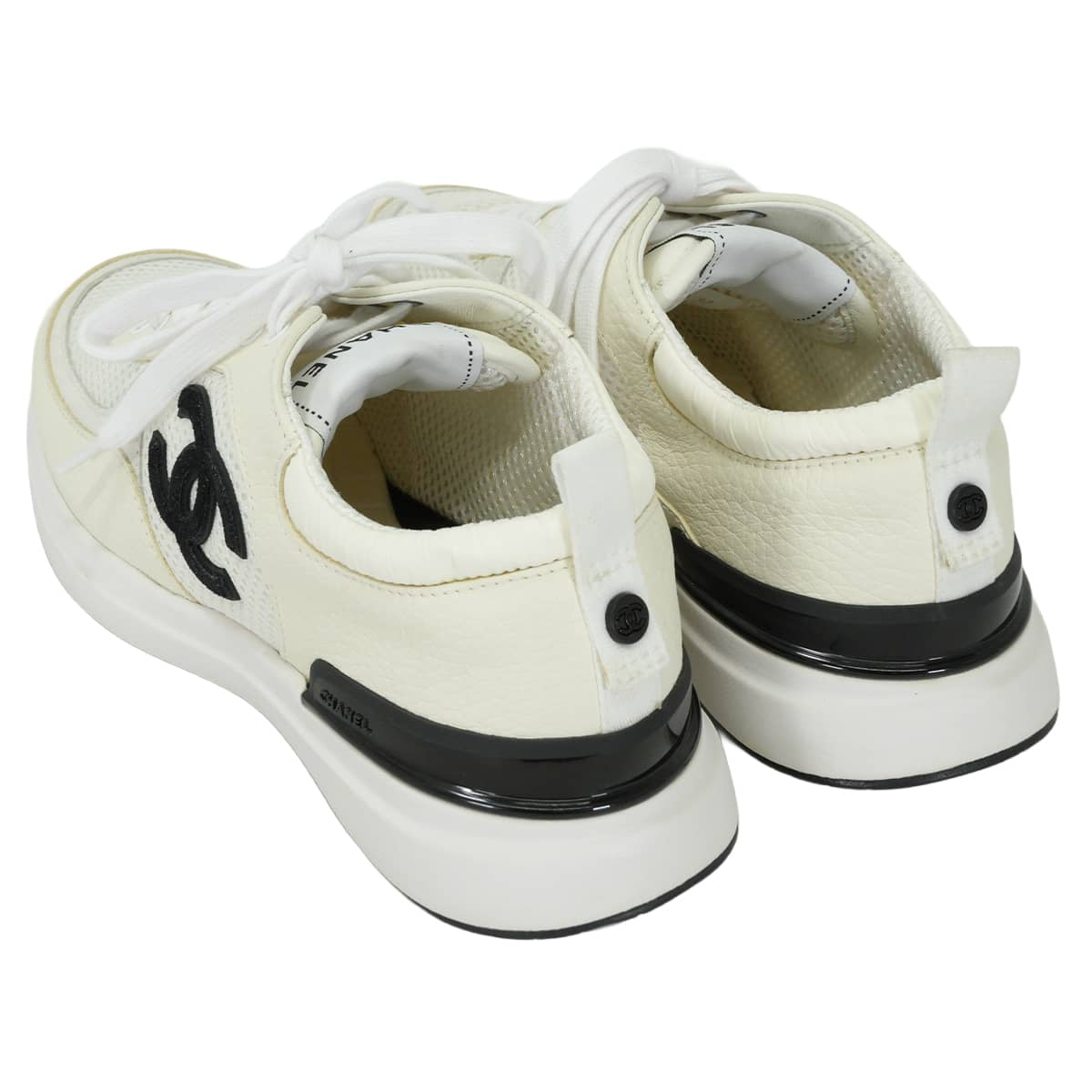 2021SS CHANEL sneakers SPORT-FLYER Blanc (White)/Noir (Black) Mesh/Leather #37 G37491[EXCELLENT][Authentic]