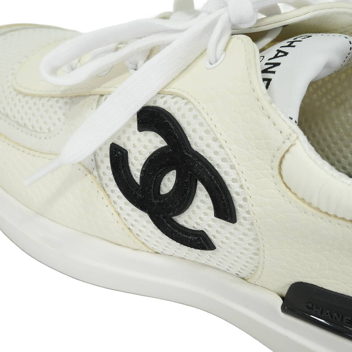 2021SS CHANEL sneakers SPORT-FLYER Blanc (White)/Noir (Black) Mesh/Leather #37 G37491[EXCELLENT][Authentic]