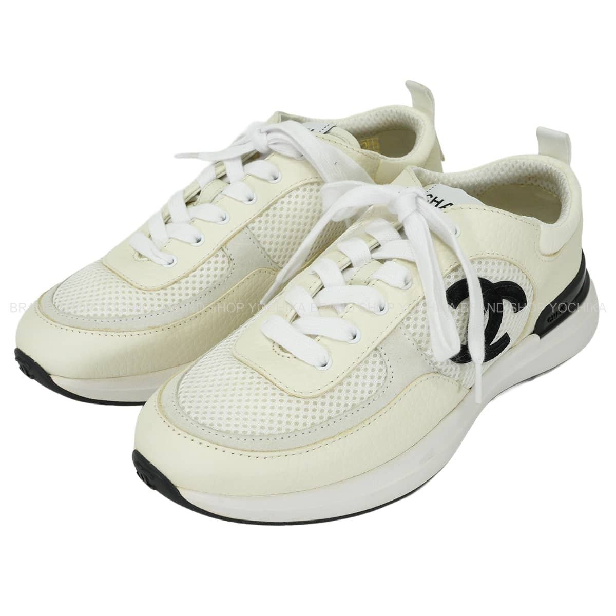 2021SS CHANEL sneakers SPORT-FLYER Blanc (White)/Noir (Black) Mesh/Leather #37 G37491[EXCELLENT][Authentic]