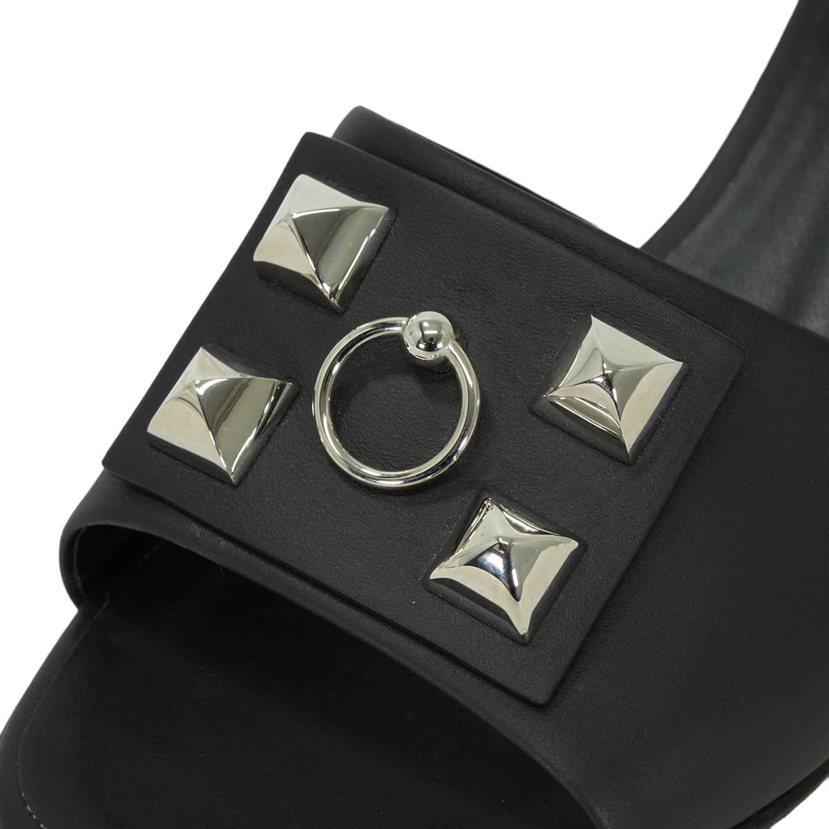 [Pre-loved] HERMES sandals Dreamy Medor Collier de Chien Studs Noir (Black) calf #35.5 Silver HW H212027Z[LIKE NEW][Authentic]