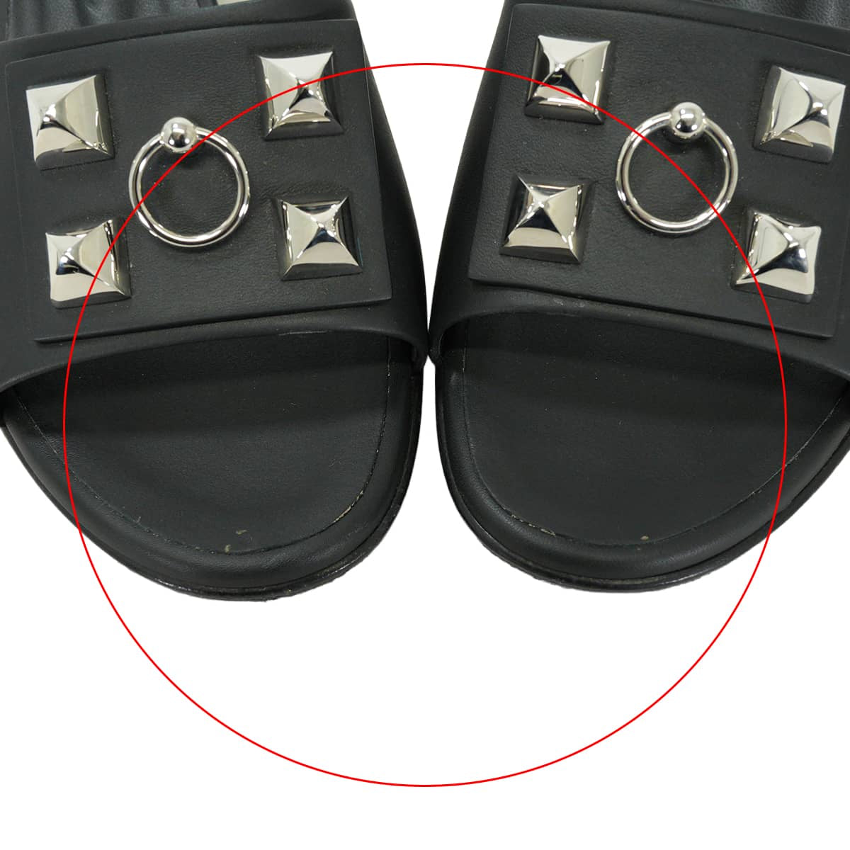 [Pre-loved] HERMES sandals Dreamy Medor Collier de Chien Studs Noir (Black) calf #35.5 Silver HW H212027Z[LIKE NEW][Authentic]