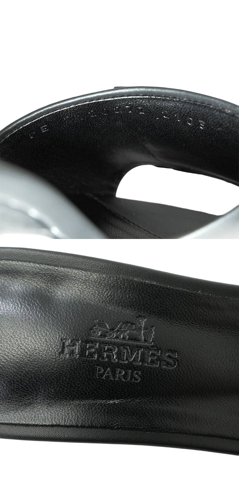 [Pre-loved] HERMES sandals Dreamy Medor Collier de Chien Studs Noir (Black) calf #35.5 Silver HW H212027Z[LIKE NEW][Authentic]