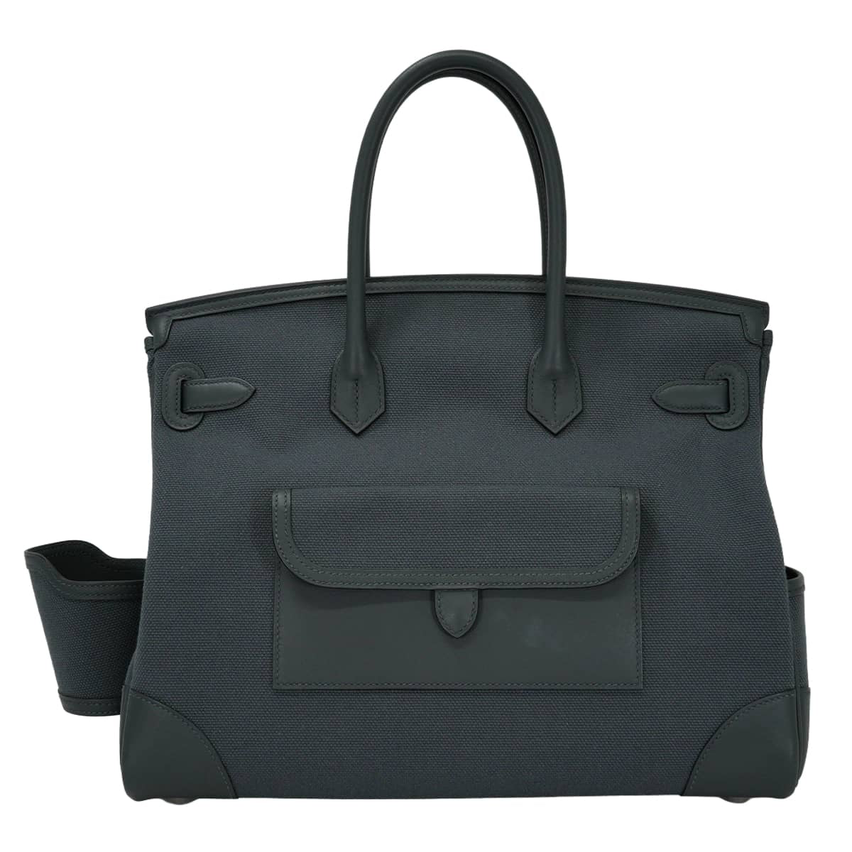 [Pre-loved] HERMES Handbag Birkin35 Cargo pocket Gris Misty Toile Goeland/Veau Swift Silver HW Stamp W[LIKE NEW][Authentic]