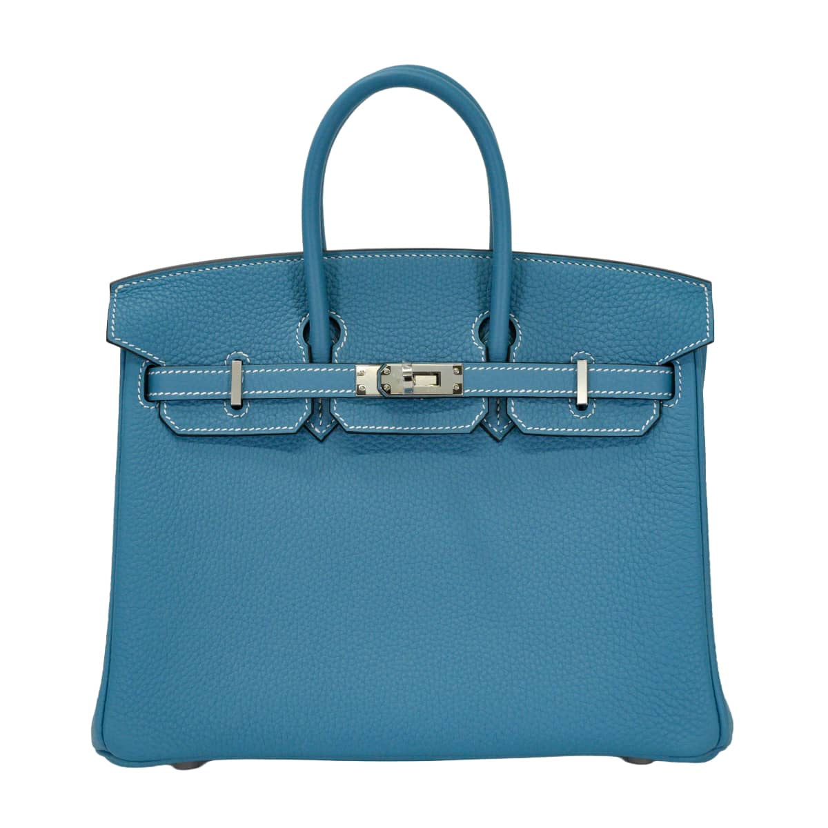 HERMES Handbag Birkin25 New Bleu Jean Veau Togo Silver HW Stamp K[EXCELLENT][Authentic]