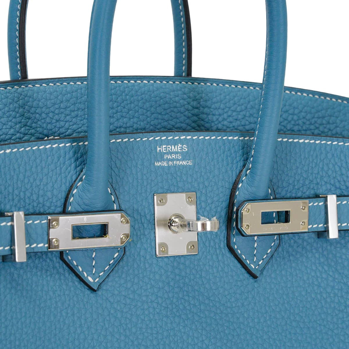 HERMES Handbag Birkin25 New Bleu Jean Veau Togo Silver HW Stamp K[EXCELLENT][Authentic]