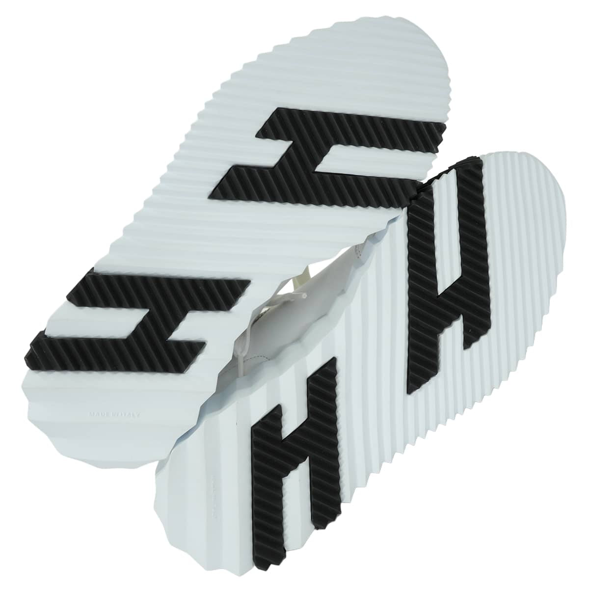 HERMES sneakers Bouncing Blanc (White)/Noir (Black) Calf/Chevre Velours #37[EXCELLENT][Authentic]