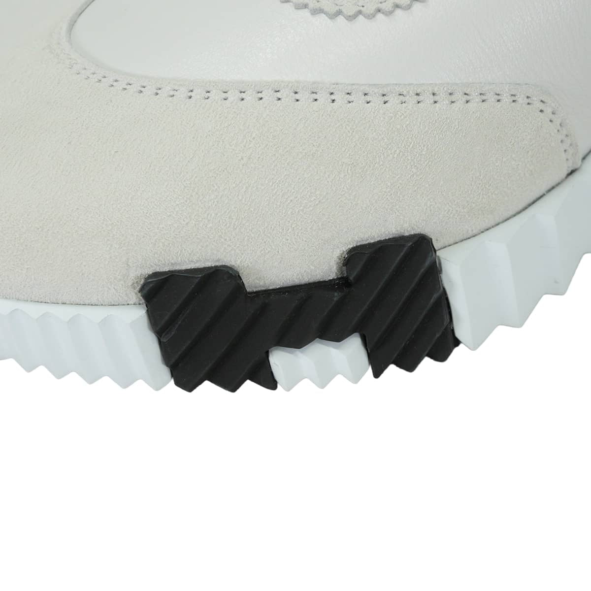 HERMES sneakers Bouncing Blanc (White)/Noir (Black) Calf/Chevre Velours #37[EXCELLENT][Authentic]