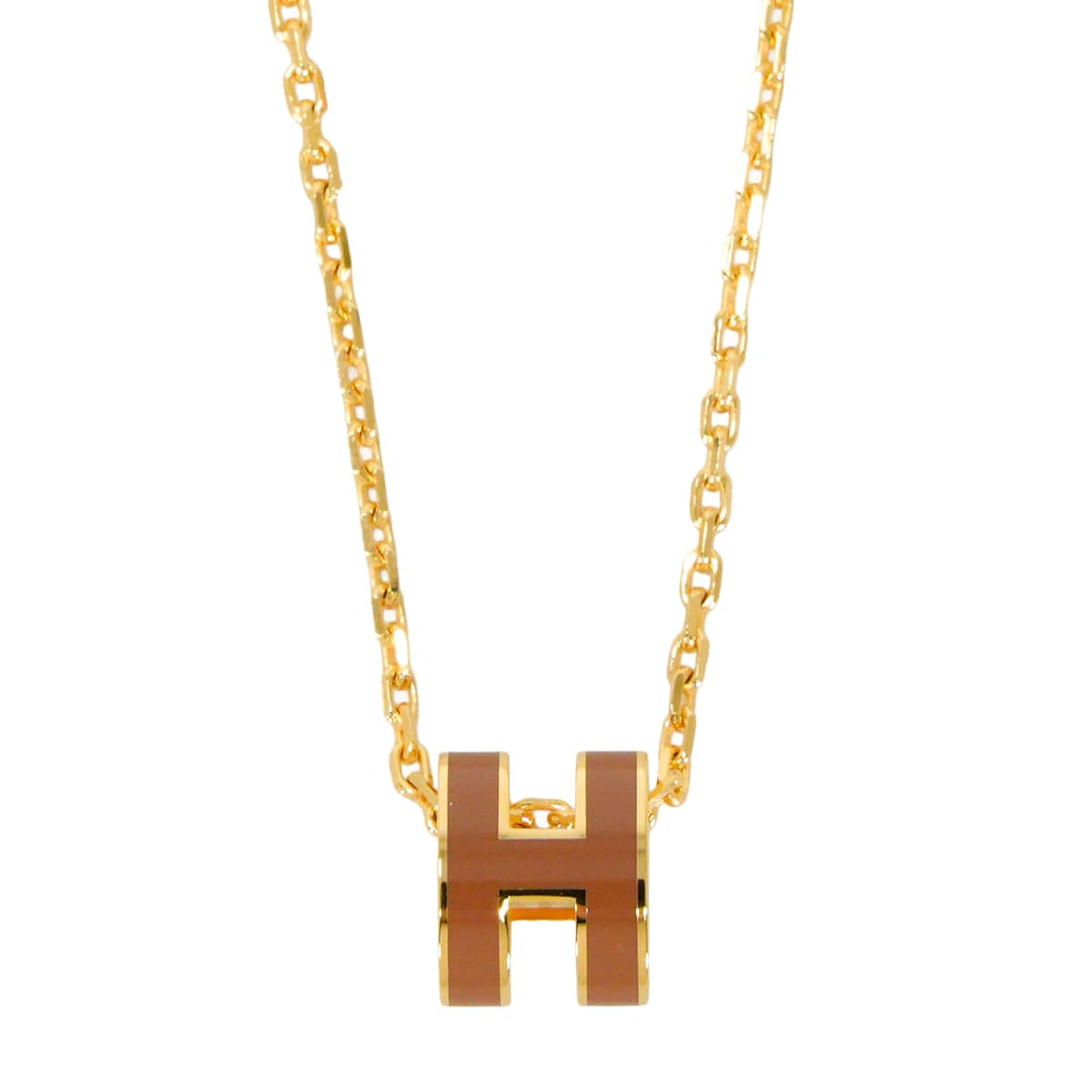 HERMES necklace Mini Pop H PendantNew Gold Gold plated/Lacquer[BRAND NEW][Authentic]