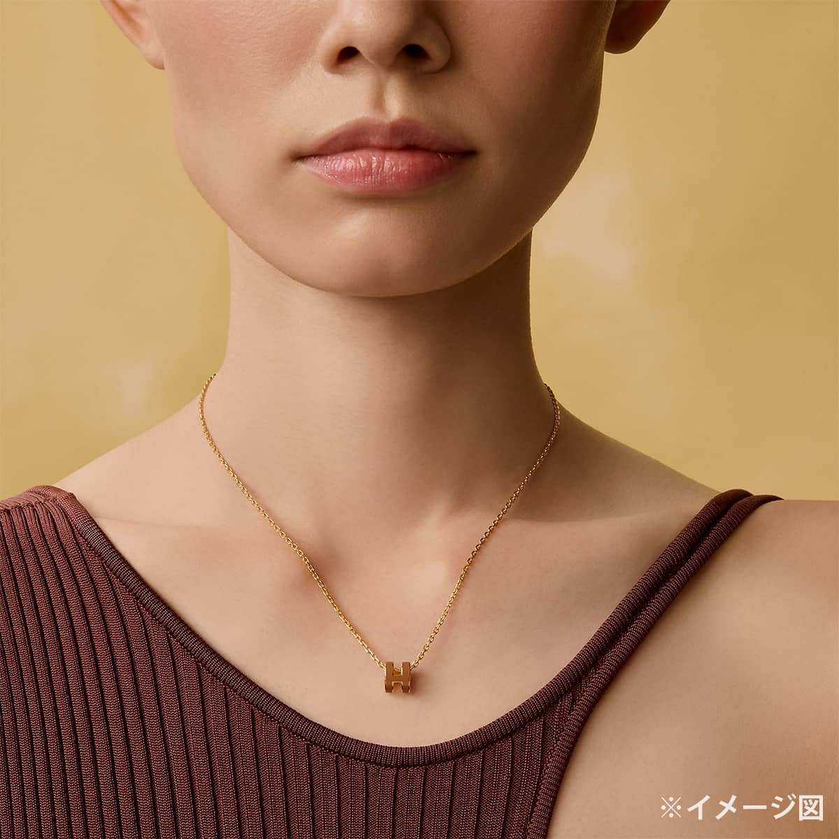 HERMES necklace Mini Pop H PendantNew Gold Gold plated/Lacquer[BRAND NEW][Authentic]