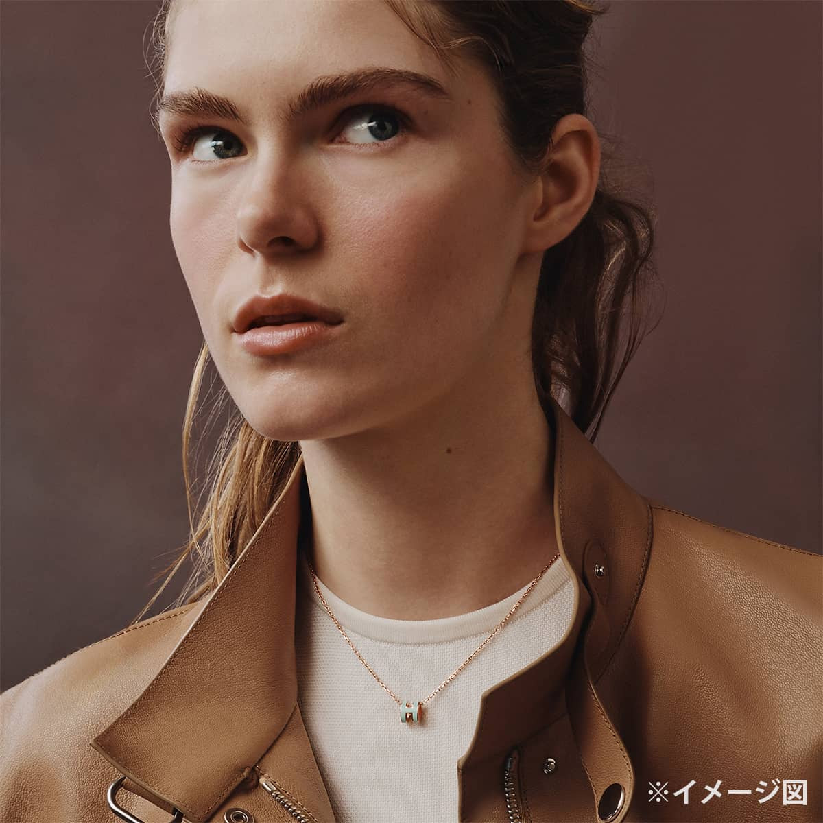 HERMES necklace Mini Pop H Pendant Vert Peppermint Rose Gold plated/Lacquer[BRAND NEW][Authentic]