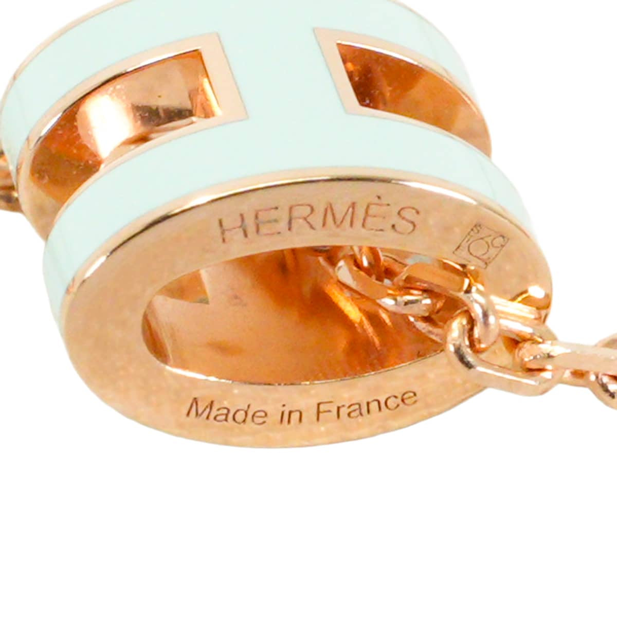 HERMES necklace Mini Pop H Pendant Vert Peppermint Rose Gold plated/Lacquer[BRAND NEW][Authentic]