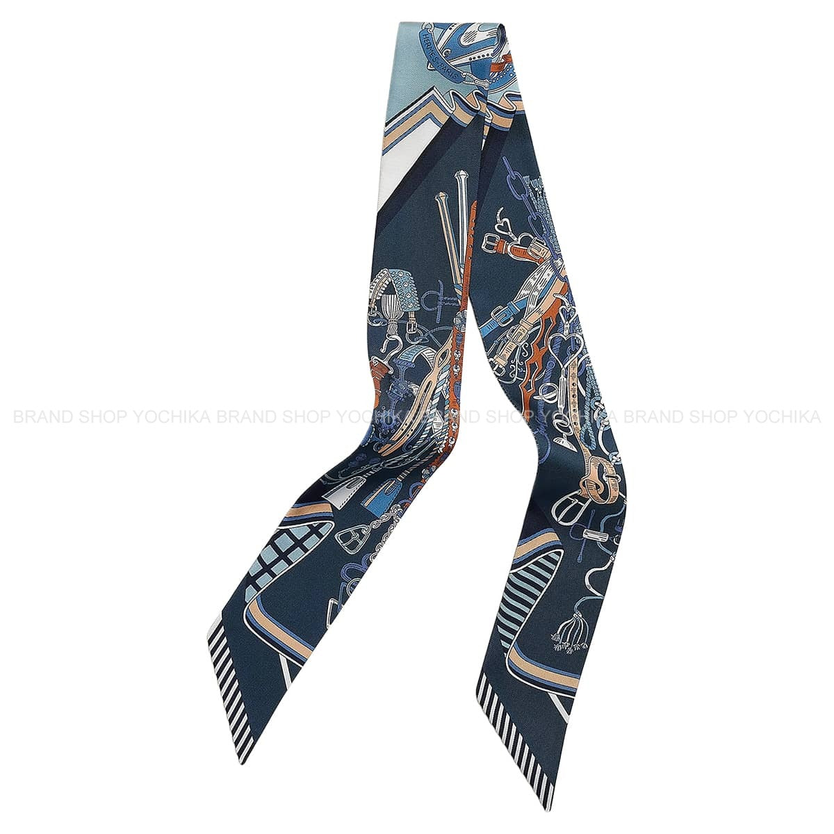 2025SS HERMES scarf Twilly Bouquets Sellier Marine/Blanc (White)/Beige Silk100% H062842S03[BRAND NEW][Authentic]