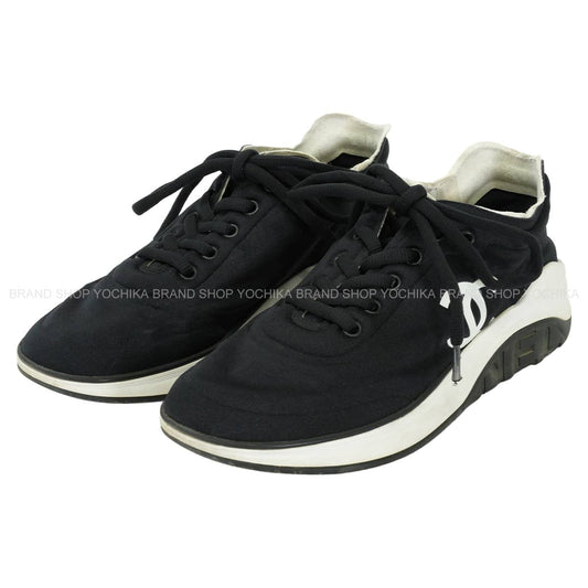 [Pre-loved] 2019SS CHANEL sneakers COCO Mark Noir (Black)/Blanc (White) #37 G34763[LIKE NEW][Authentic]