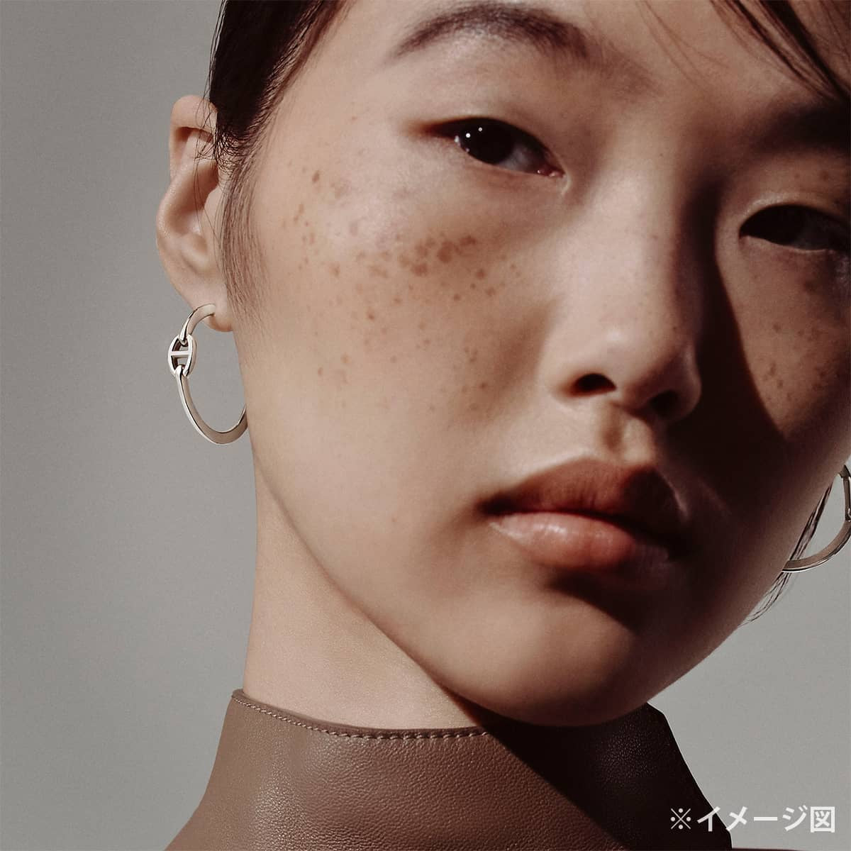 HERMES pierced earring Creole Hoop Chaine d'Ancre Enchaîne PM Silver Silver925 (SV925 Ag925)[EXCELLENT][Authentic]