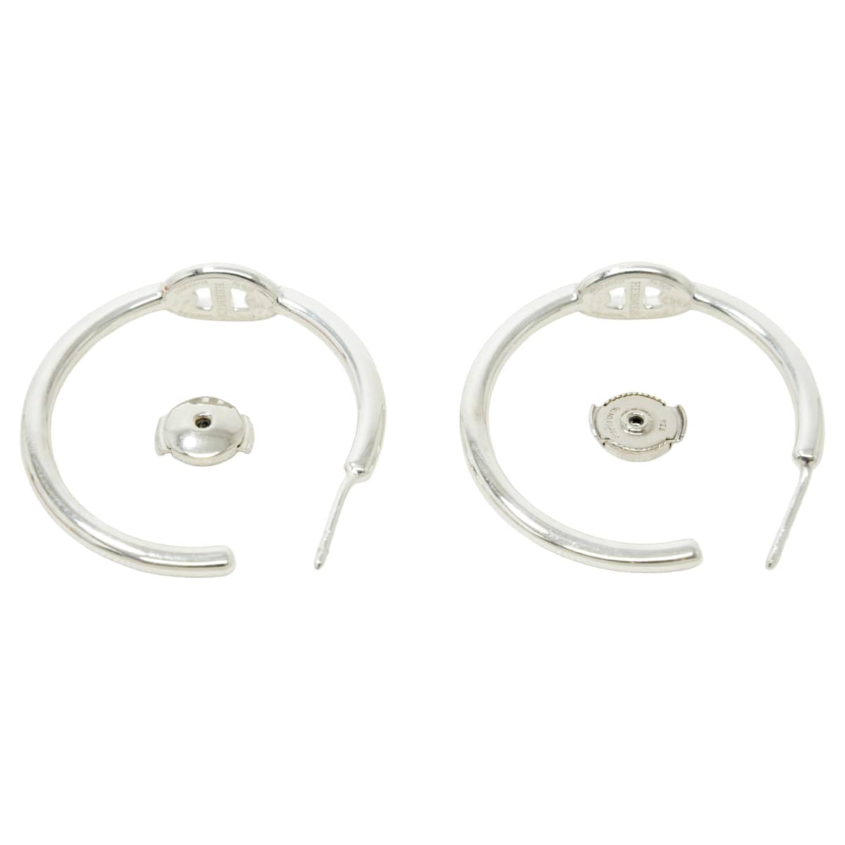 HERMES pierced earring Creole Hoop Chaine d'Ancre Enchaîne PM Silver Silver925 (SV925 Ag925)[EXCELLENT][Authentic]