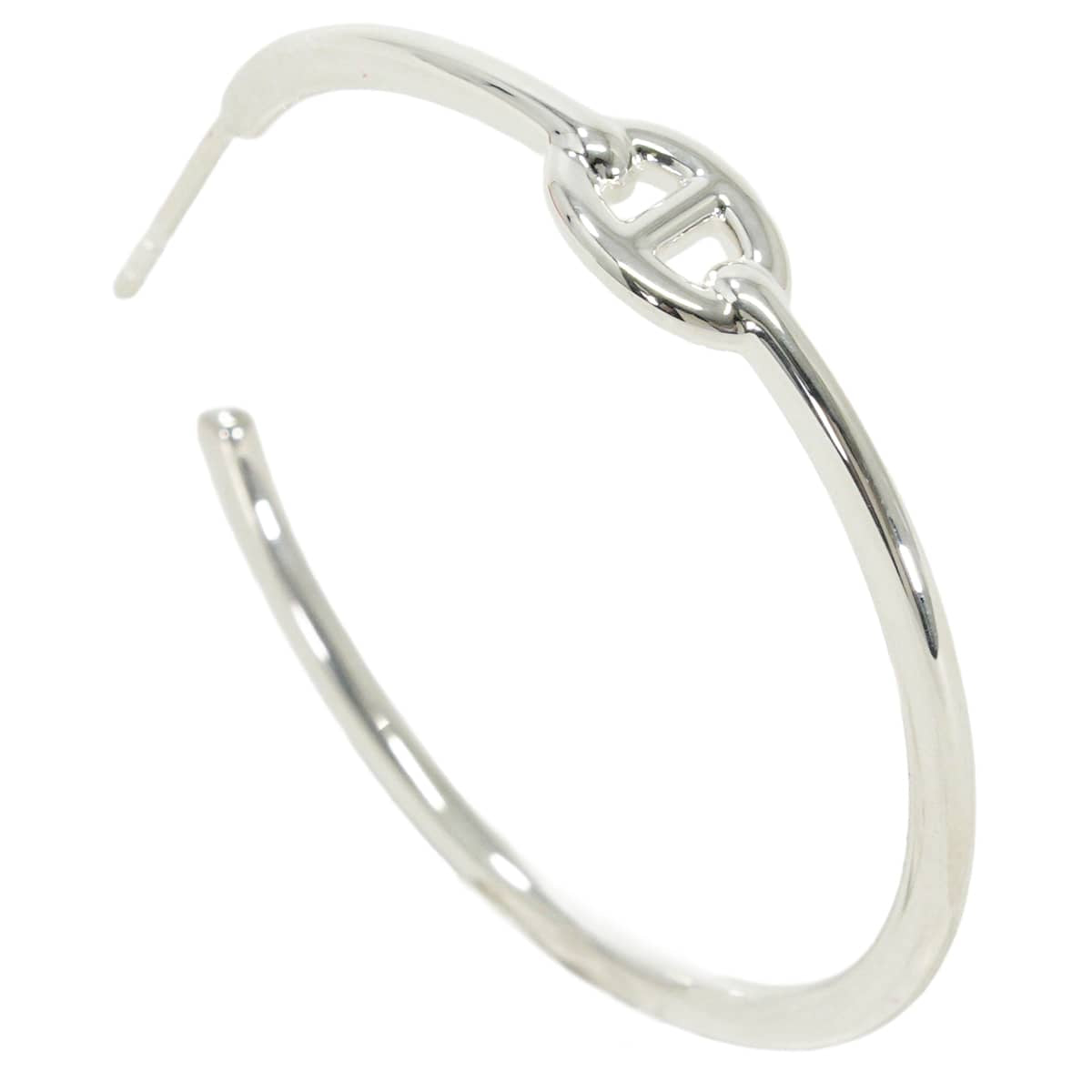 HERMES pierced earring Creole Hoop Chaine d'Ancre Enchaîne GM Silver Silver925 (SV925 Ag925)[EXCELLENT][Authentic]