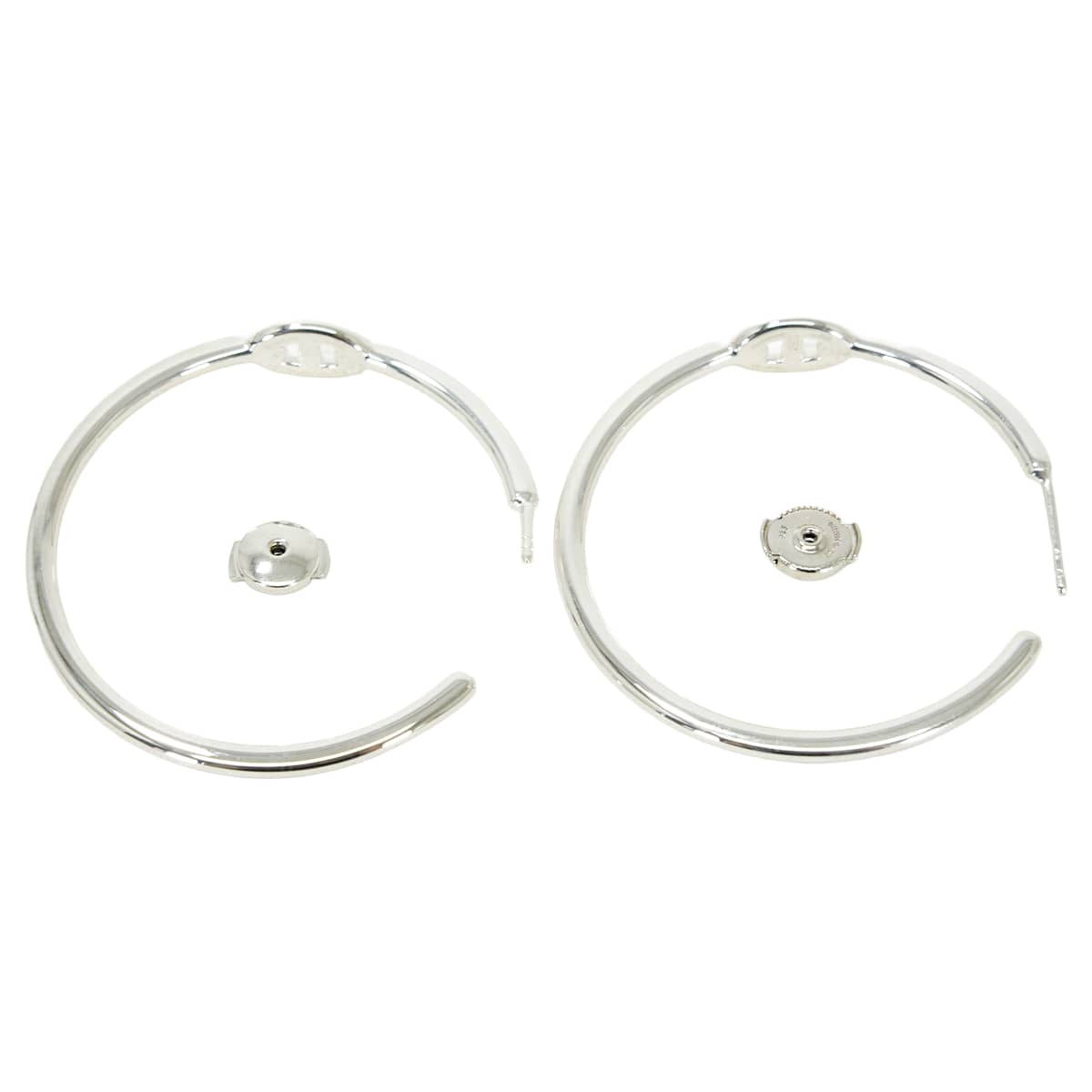 HERMES pierced earring Creole Hoop Chaine d'Ancre Enchaîne GM Silver Silver925 (SV925 Ag925)[EXCELLENT][Authentic]