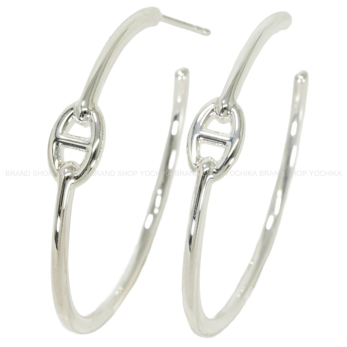 HERMES pierced earring Creole Hoop Chaine d'Ancre Enchaîne GM Silver Silver925 (SV925 Ag925)[EXCELLENT][Authentic]