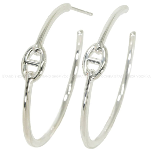 HERMES pierced earring Creole Hoop Chaine d'Ancre Enchaîne GM Silver Silver925 (SV925 Ag925)[EXCELLENT][Authentic]
